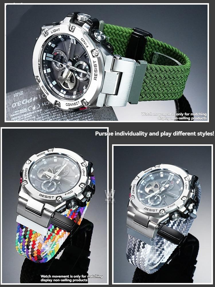 Нейлоновый ремешок для Casio G-SHOCK GST-B100/S110/S120/S130/W300 G-Shock со стальным сердечником, магнитная раскладывающаяся застежка - Быстрая регулировка и удобное ношение
