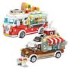 City Street View Car Sales Shop Mini Building Blocks DIY Pizza Coffee Cart Assembled Ornaments for Adults and Children Toy Gifts