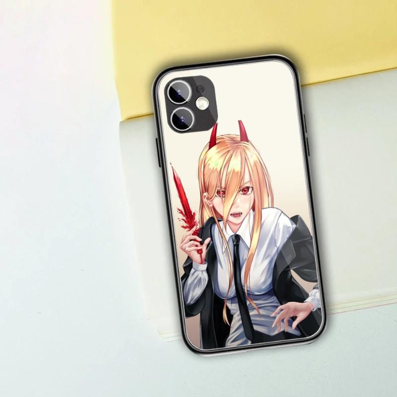 Чехол для телефона с рисунком аниме «Человек бензопилы» для IPhone 13 12 11 XS X 8 7 6 Plus Mini Pro Max SE 2022, черный стеклянный чехол из ПК и ТПУ