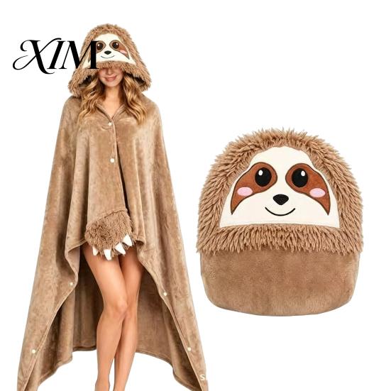 Animal Themed Blanket Wearable Hoodie, Adults Oversized Fleece Sweatshirt Halloween Costume Shawl Sleepwear, Cosplay Plush Hooded Cape Coral Hoodie