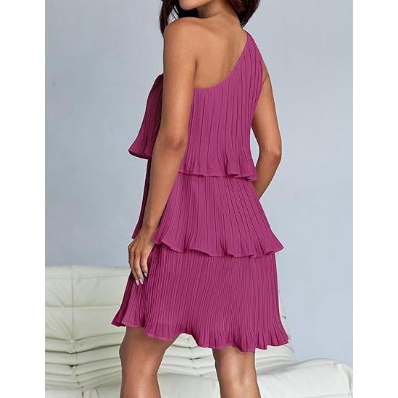 VEZFAA Женская мода лето весна однотонный принт без рукавов косой воротник высокая талия повседневные платья