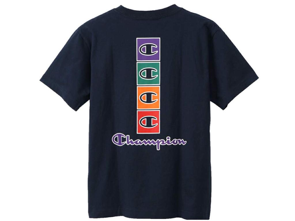 Champion Short Sleeve Graphic Logo Back Jock Size M Men's T-Shirt, 100% Cotton, Print, Print, Tag, Navy, (C3-Q302)