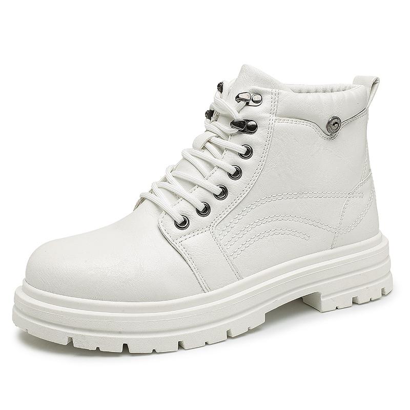 Fashion Men's White Boots Autumn Winter Motorcycle Ankle Boots for Men Trend Street Tooling Shoes Men Leather Boots Botas Hombre