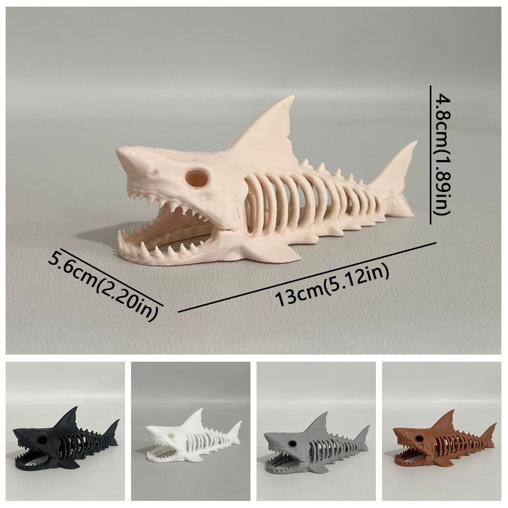 3D Printed Shark Skeleton Hideaway House Unpainted Aquarium Underground Cave Aquarium