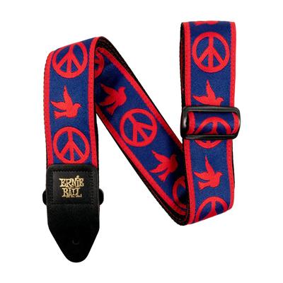 4698 Ремень для гитары ЖАККАРДОВЫЙ РЕМЕНЬ PEACE LOVE DOVE Жаккардовый ремень Peace Love Dove [ERNIE BALL] [Оригинал] RD/BL Красный/Синий