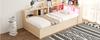 Sofa Bed 90 × 200 cm, Equipped with Euro Socket and Storage Compartments, Multicolored LED Strips, Hydraulic Mechanism, Solid Wood Bed, Wood Color.