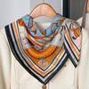 French beige carriage double-sided imitation silk 71cm large square scarf women's spring and autumn silk scarf linen scarf mother shawl