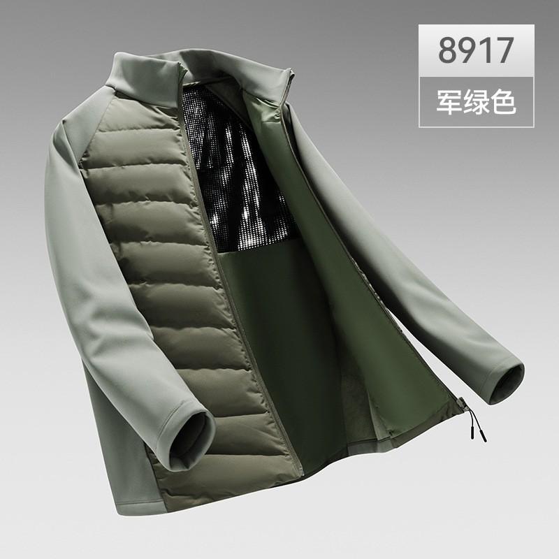 Mens Lightweight Down Jacket With Stand Collar 90% White Duck Milk Silk Blend Winter Warm Outerwear