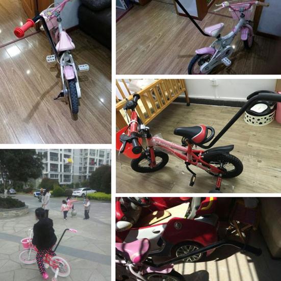 Children Bike Safety Trainer Handle Non-slip Heavy Duty Metal Kids Cycling Learning Bike Balance Push Bar Bike Riding Auxiliary Accessories