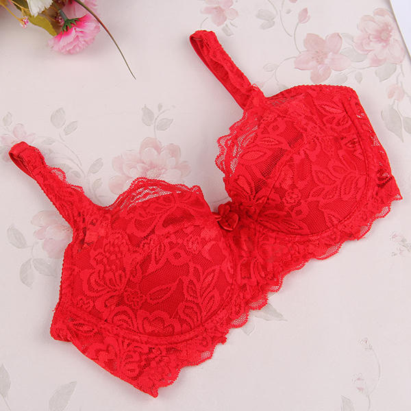 32-40B Women Padded Up Underwear Sexy Embroidery Lace Brassiere Bra