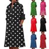 (Qunide) Fashion Women's Casual Printed Turn Down Collar Long Sleeve Dress