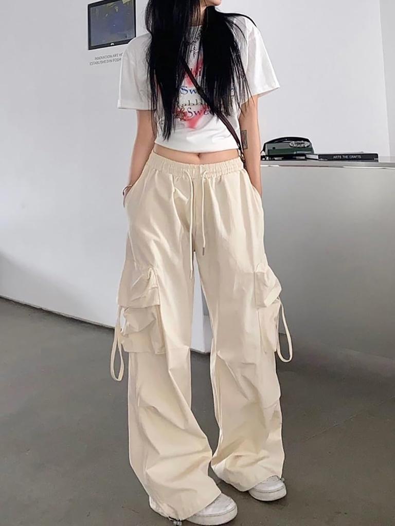 SvaYvee Карго Широкие Штанины Длинные Теплые Однотонные Свободные Размер 2XL Женские Брюки с Флисовой Подкладкой, Брюки, Брюки, Брюки, Повседневные, Стильные, Теплые, Цвет, Посадка,