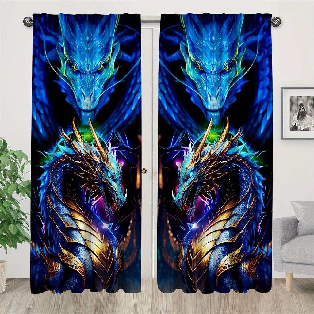 3D Sacred Blue Dragon Шторы Animal Wolf Шторы 2 панели Детская комната Спальня Декор Шторы Гостиная Балкон Декор
