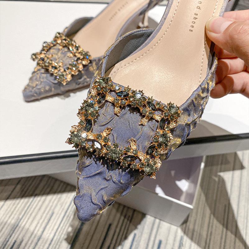 Красивые высокие каблуки женские высококачественные сандалии Sense маленькие ароматные летние туфли остроносые темпераментные универсальные нишевые одиночные туфли