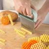 Feliator Wavy Crinkle Cutter Stainless Steel Blade Comfort Grip Kitchen Vegetable Slicer Green 3.5x2.8in