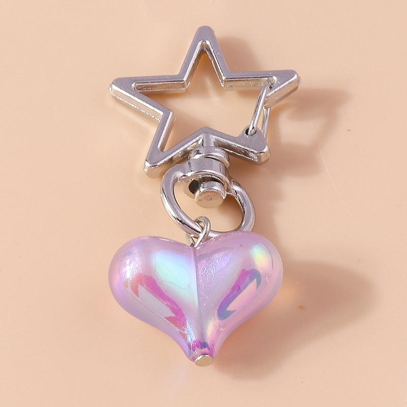 Cute Resin Glitter Love Heart Key Chain Bell Key Rings for Women Girls Handbag Pendants DIY Handmade Jewelry Gifts