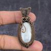 Лунный камень Ручная работа Медная проволока Обертка Ювелирная подвеска 2,36" p2A97