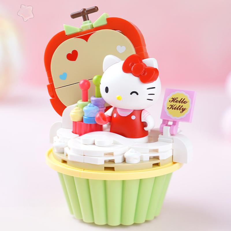 Нетоксичные строительные блоки серии Sanrio Куроми Хелло Китти, модель для сборки кекса, кубики, игрушки, Синнаморолл, Май Мелоди, настольные украшения
