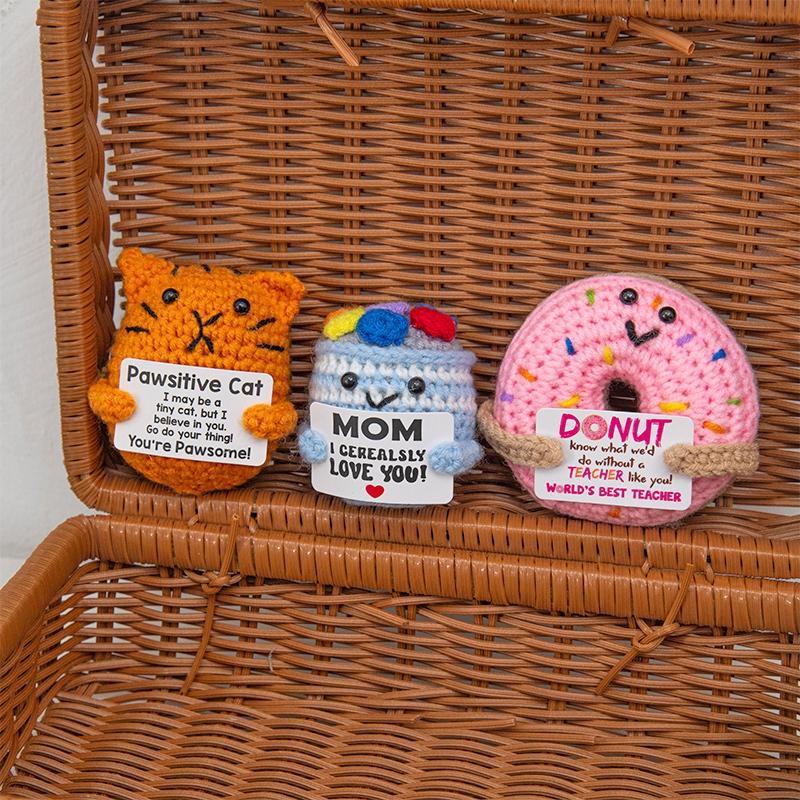 Crochet Positive Energy Dolls Mini Pocket Hug For Graduation Gifts Finished Handwoven Knitted Potatoes Desktop Decor Ornaments