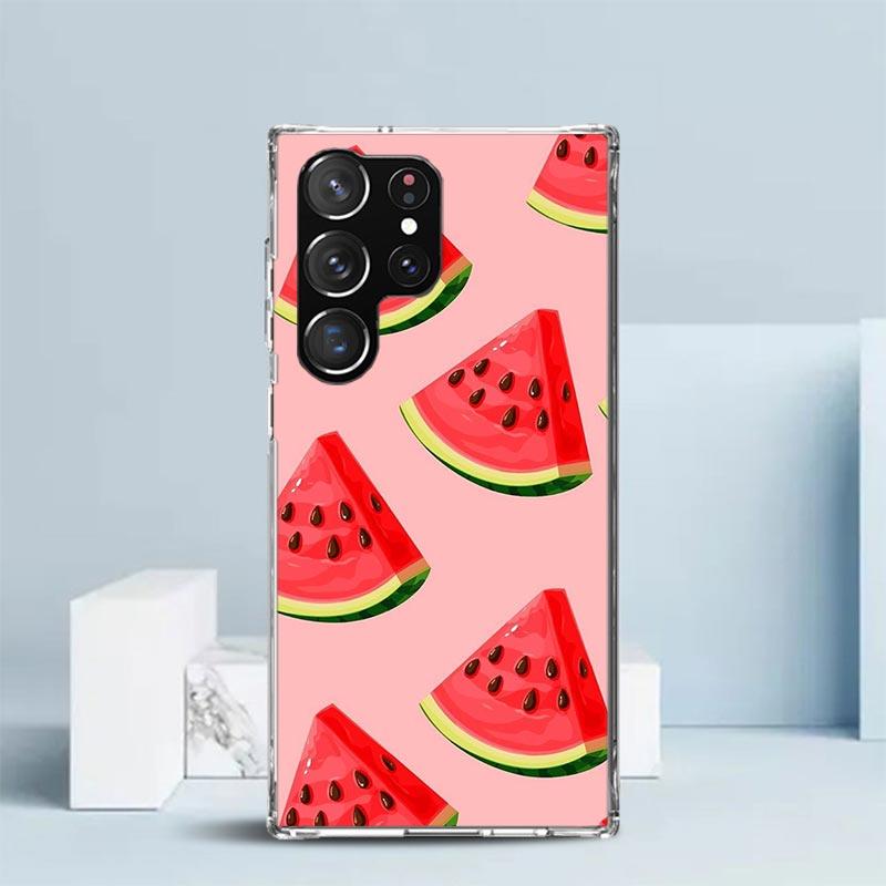 Watermelon Summer Fruit Phone Case For Samsung Galaxy S24 S25 Edge S26 Ultra S22 S23 Plus S21 + S20 FE Soft TPU Back Cover Galax