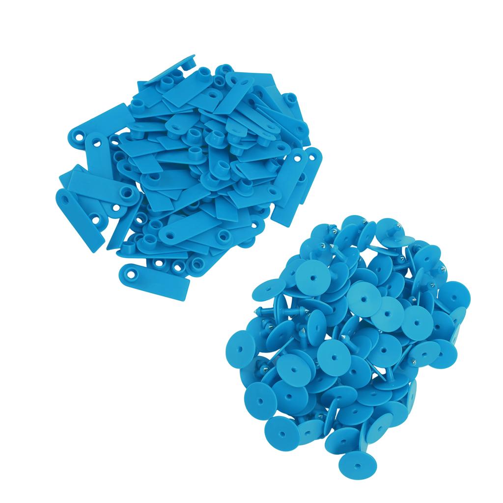 100 шт. пустых ушных бирок для животных, коз, овец, свиней, скота, ушных бирок из ТПУ для сельскохозяйственных животных, без букв, синие