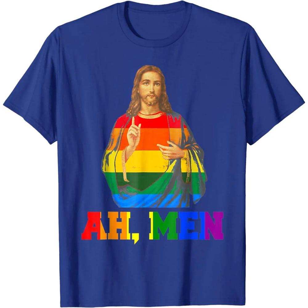 Футболка с изображением радужного флага Jesus LGBT Ah Men Gay Pride для мужчин и женщин, графические футболки для мужчин, одежда из хлопка