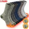 5 Pairs Men's Thermal Winter Socks - Cozy & Warm for Hiking, Fishing | Breathable | Ribbed Cuffs | Machine Washable, Warm Socks