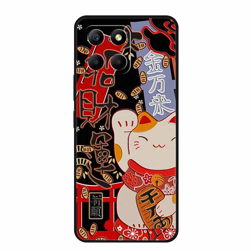 3D Тисненый Чехол Для Honor Play 9A 2024 X5b Plus X8C X6C 4G Чехол Для Телефона 9 A X 8 6 C Coque Цветы Черный Силикон Мягкая Задняя Крышка