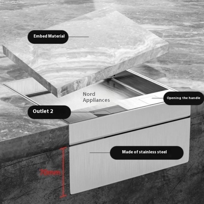 Marble Flat Floor Insert Multifunctional Pure Stainless Steel Power Ground Plug Household Floor Socket Box