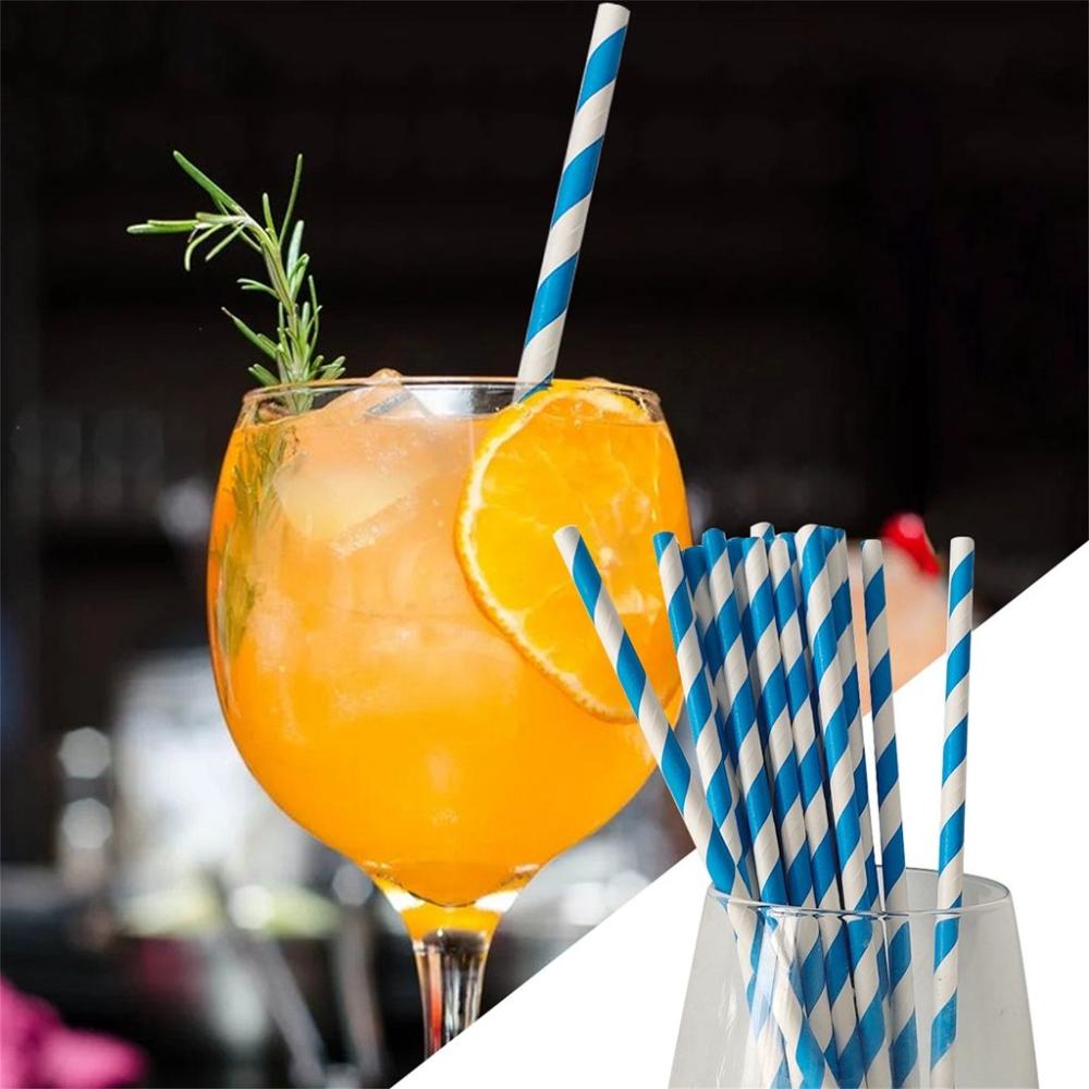 Colorful Stripe Pattern Drinking Accessories Paper Drinking Straws Disposable Straws Party Supplies