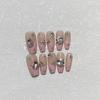 New Style of Wearable Armor Handmade Pure Desire Atmosphere Armor Piece High-end Pink French Flash Diamond Nail Art