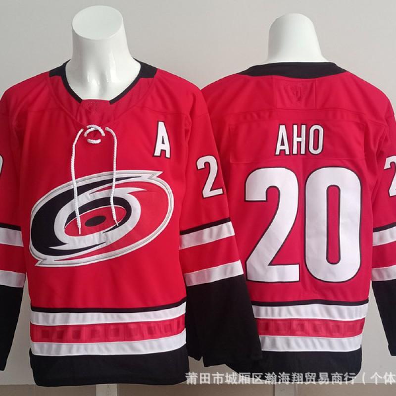 Hockey Jersey Mens Long Sleeve Ice Uniform With Embroidered Numbers 20 24 37 Hurricanes Team Style