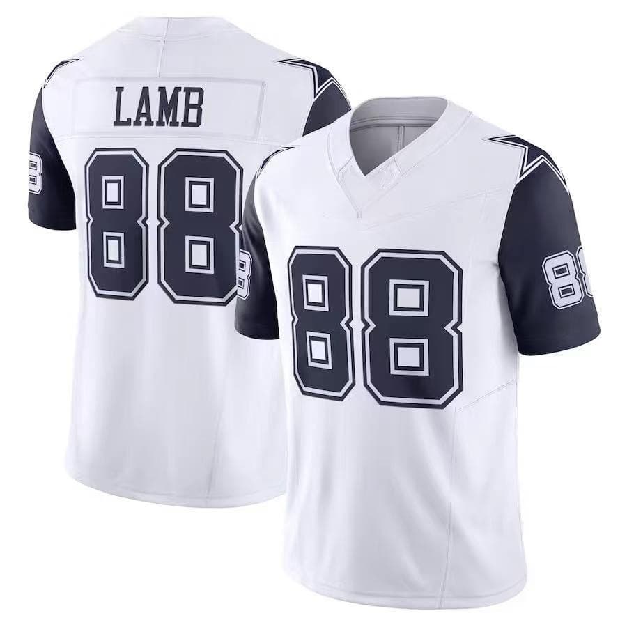 Новая Мужская Джерси Даллас #88 CeeDee Lamb Синяя Домашняя Номер V-образный вырез Короткий рукав Дышащая Для Фанатов Спорт Повседневная Семейная