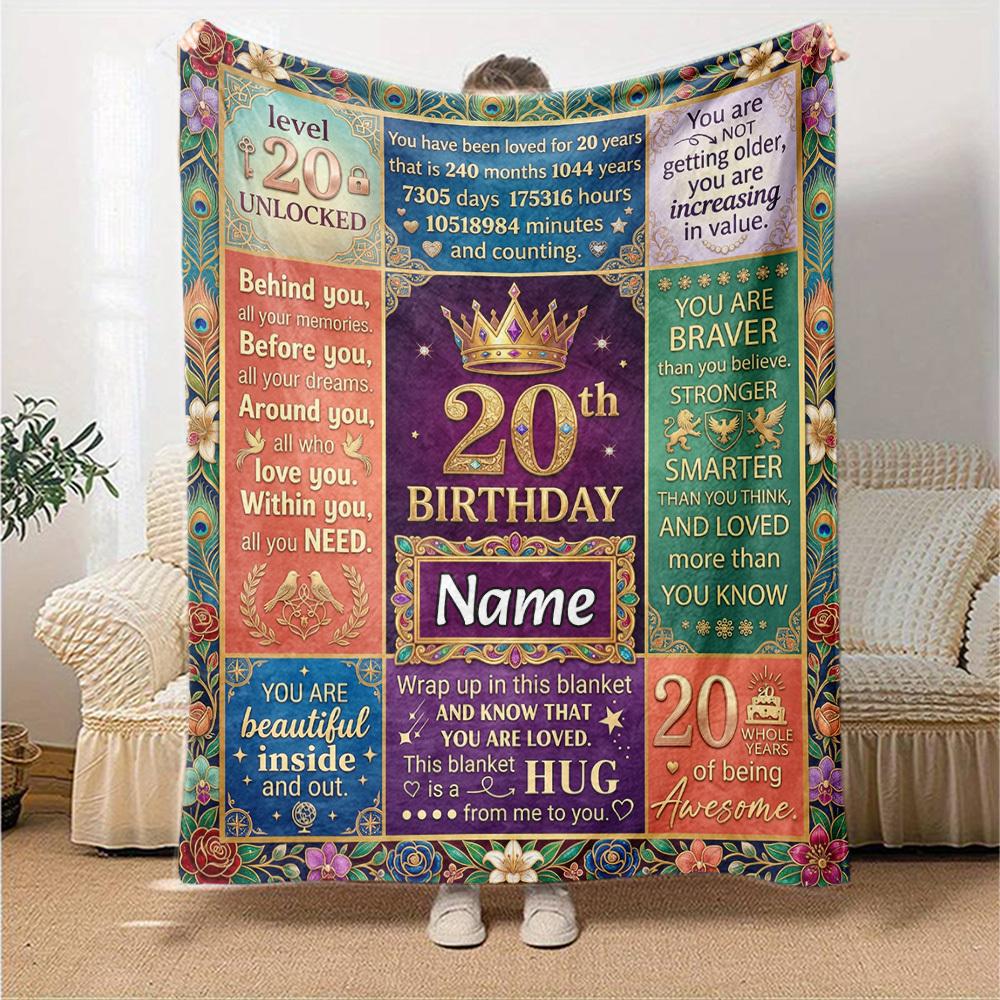 20Th Birthday Celebration Customize Your Name Blanket Warm Comfortable And Soft Blankets Are Suitable For Home Lunch Break Blanket Office Sofa Sofa