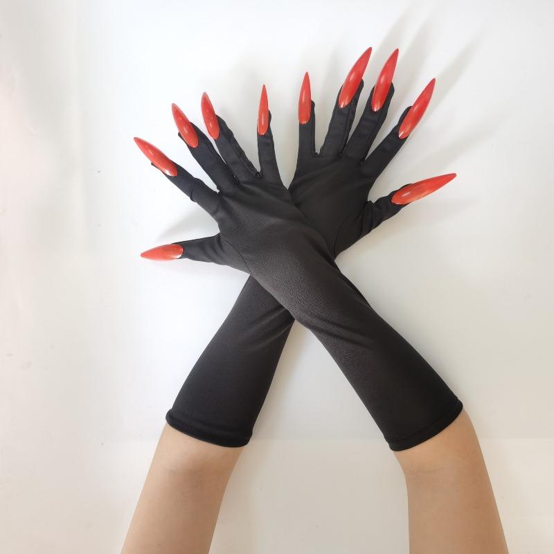 Длинные перчатки на Хэллоуин, Перчатки-когти призрака с ногтями, Эластичные сексуальные перчатки-лапы леопарда для выступлений