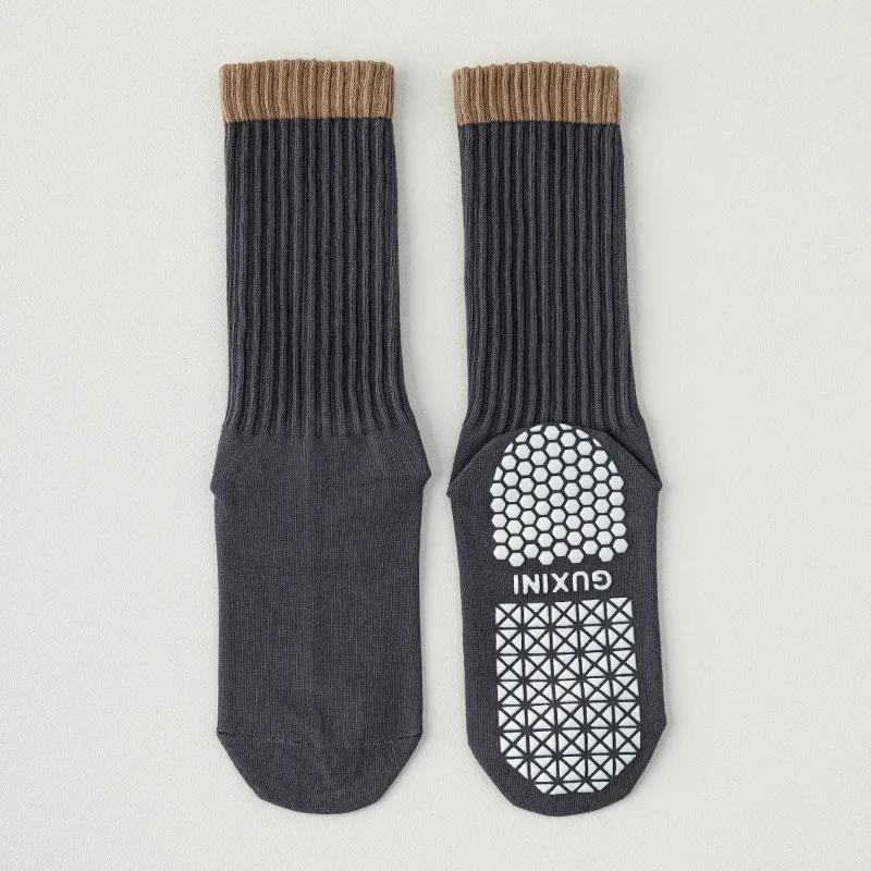 Носки для йоги женские силиконовые нескользящие носки для пилатеса в помещении, подходящие по цвету хлопковые профессиональные носки для спортзала, фитнеса, танцев, спорта