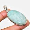 Амазонит драгоценный камень ручной работы позолоченный посеребренный 925 пробы ювелирный кулон 2.08"