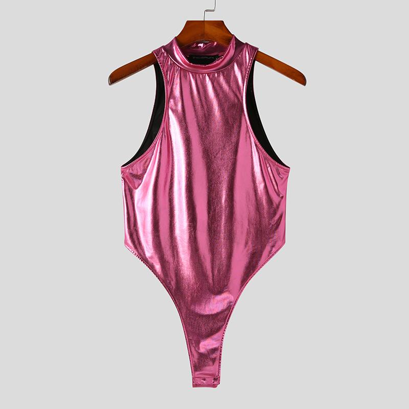 INCERUN Мужские комбинезоны без рукавов, приталенные комбинезоны с мокрым эффектом