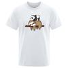 Panda Lying On A Sloth Cute Print UnisexTee Shirt Oversized Cartoons Top Regular Sleeve Tee Shirts Cotton Casual T Shirt