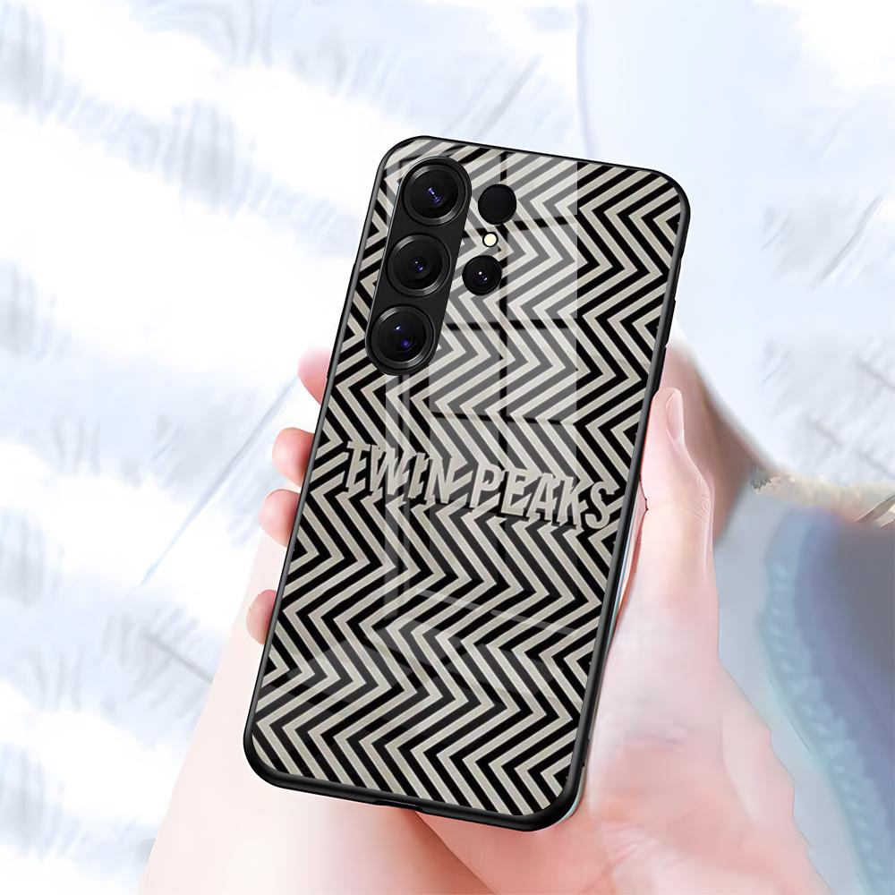 Чехол для телефона Twin Peaks для Samsung S26 S25 S24 FE S23 S22 S21 Plus S20 Ultra Note20Ultra Черная стеклянная крышка