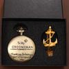 2pcs/set,1pc Retro Fashion Men's Pocket Watch ‘To My GROOMSMAN’ Necklace Pendant Quartz Pocket Watch & 1PC Classic Male Golden Anchor Necklace
