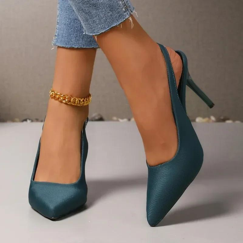 Fashion Women's High Heels Plus Size 2025 New Summer Ladies Shoes Pointed Toe Thin Heels Buckle Strap Women's Sandals Women Heels