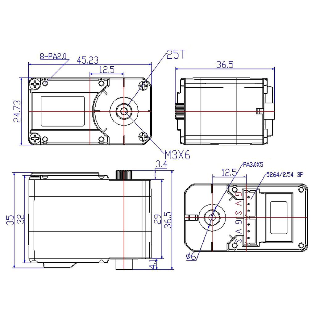 2pcs STS3215 7.4V 19KG Dual Axis TTL Serial Bus Smart Robot Servo 360 Degree Metal Gear 12-Bit Magnetic Coding Programmable Servo for Robot Arm