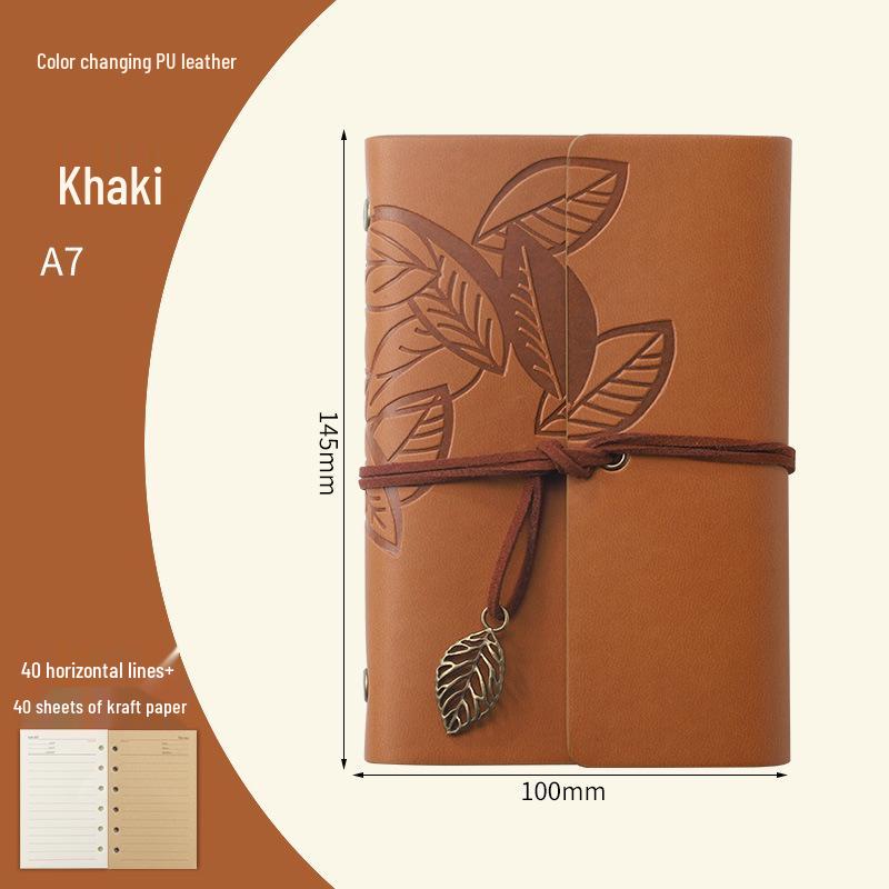 Retro Leaf Ring-Bound Travel Journal Notebook