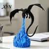 Настольное украшение для мужчин, 3D-печатная статуэтка огнедышащего дракона, мистическая фигурка с огненной рукой, модель ручной работы на подставке, фэнтезийный декоративный орнамент