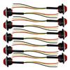 10X 3/4" LED Strobe+Steady Side Marker Lights Dual Function RED 3 Wires 12V 24V
