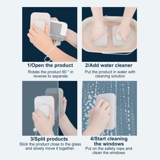 Магнитный очиститель лобового стекла Стеклоочиститель с эргономичной ручкой Двусторонний очиститель окон Эффективный инструмент для очистки