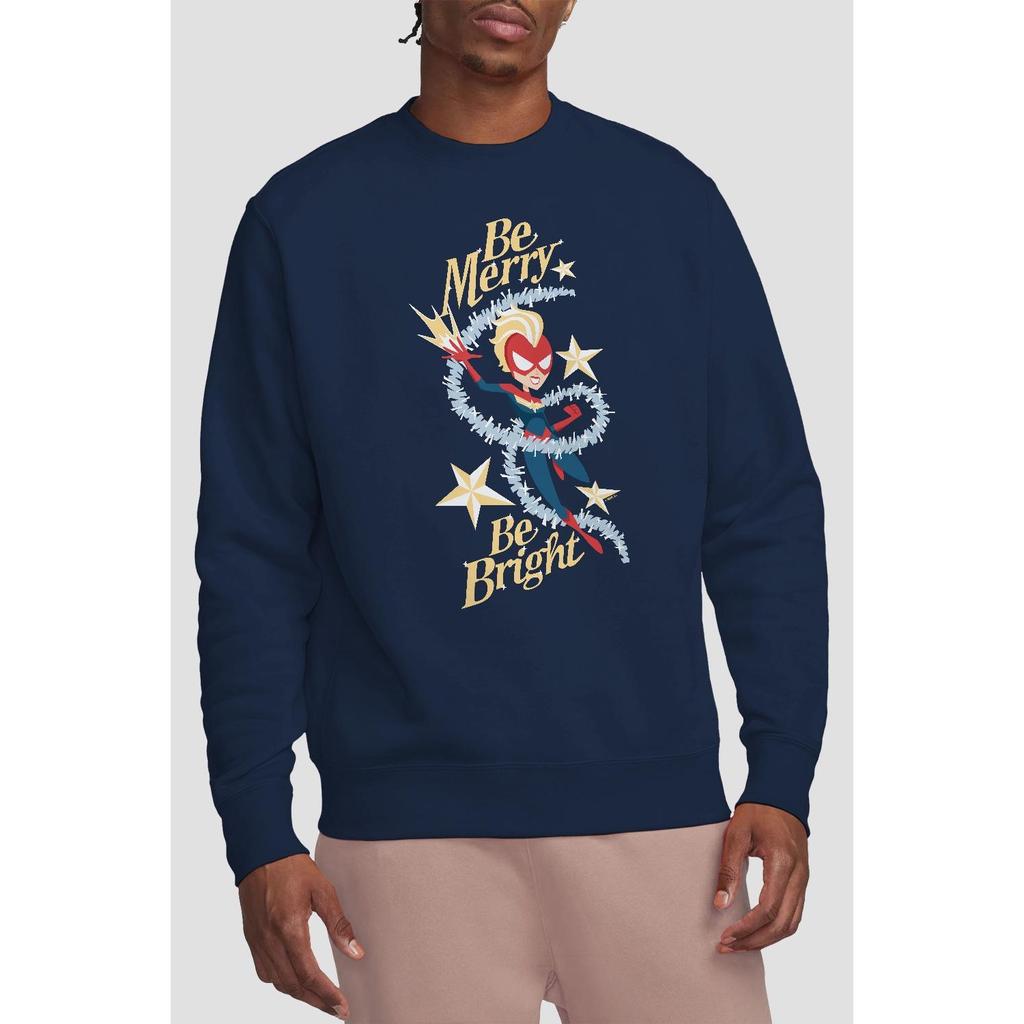Captain Marvel Unisex Adult Be Merry Be Bright Sweatshirt