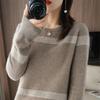 Осенне-зимний свитер, свободный женский вязаный базовый свитер, универсальный модный свитер с длинными рукавами и низким воротником, женский пуловер