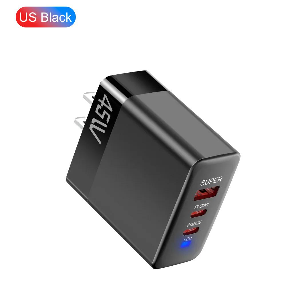 45 Вт 3 порта USB PD зарядное устройство быстрая зарядка QC3.0 EU/US/UK вилка настенное зарядное устройство адаптер для iPhone Xiaomi Samsung